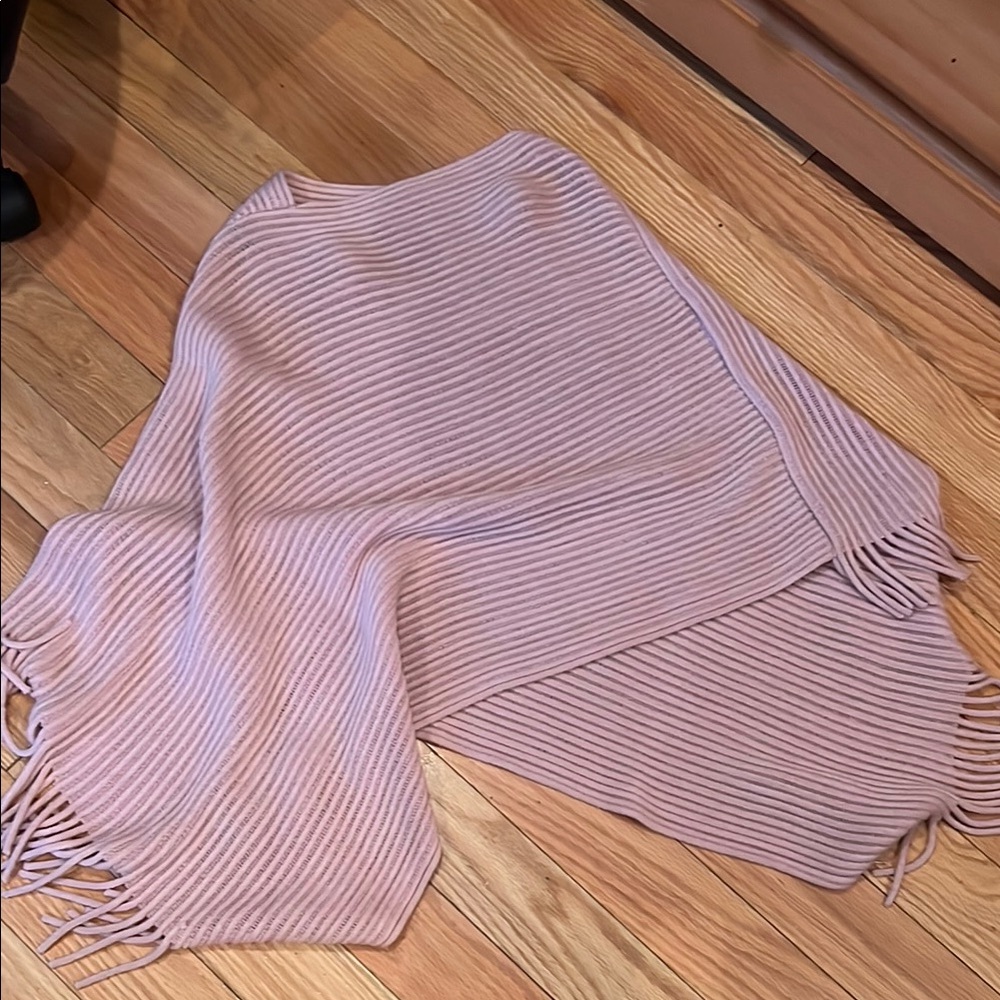 V. Fraas Dusty Rose Fringe Shawl/Poncho